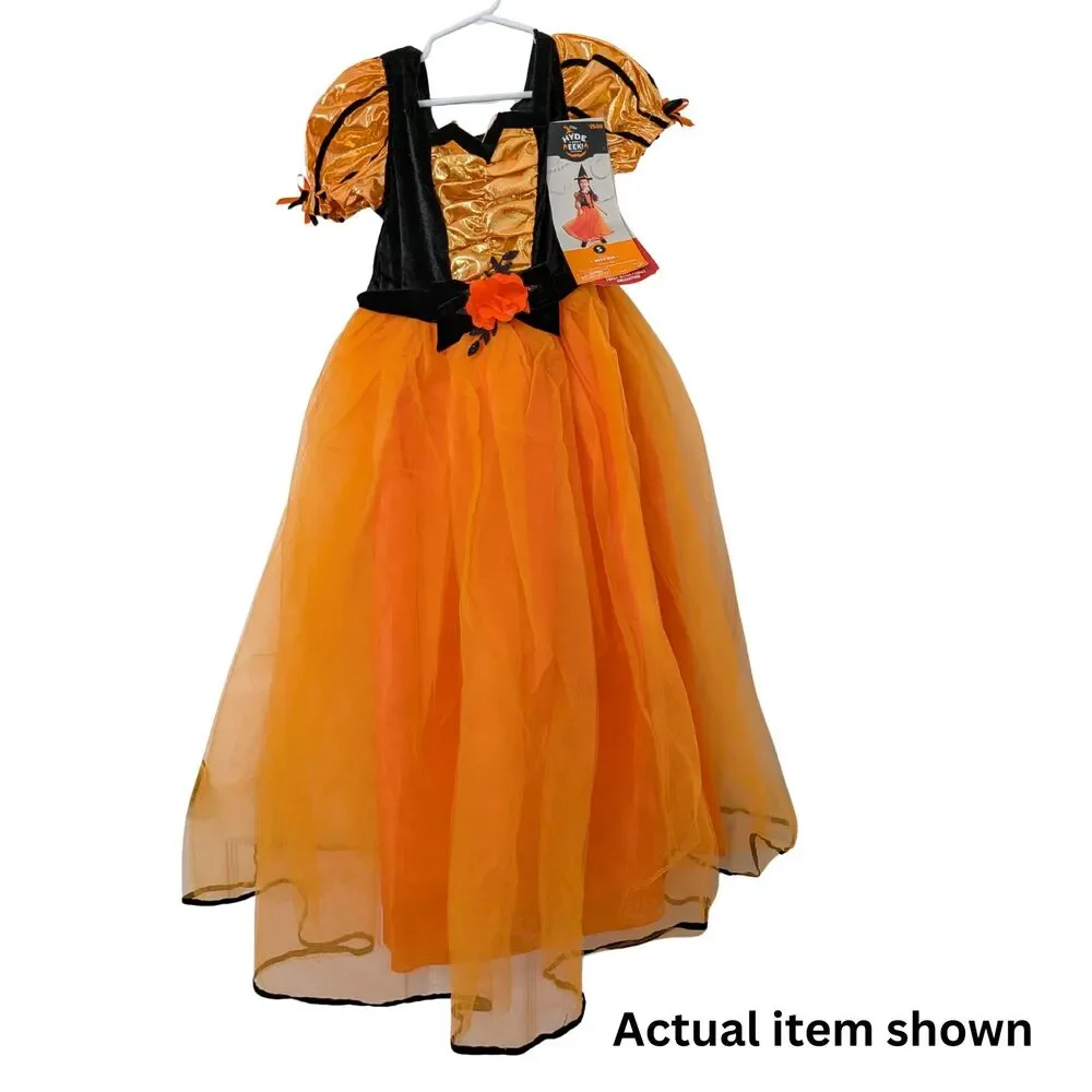 🎃 Hyde & EEK! Boutique Girls Orange & Black Fancy Witch Costume Size S (4-7)
